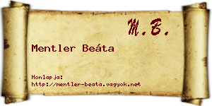 Mentler Beáta névjegykártya